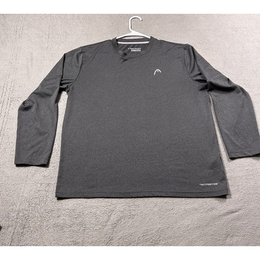 HEAD Hypertek Shirt Mens Medium Gray Long Sleeve Performance Training Gym Top
